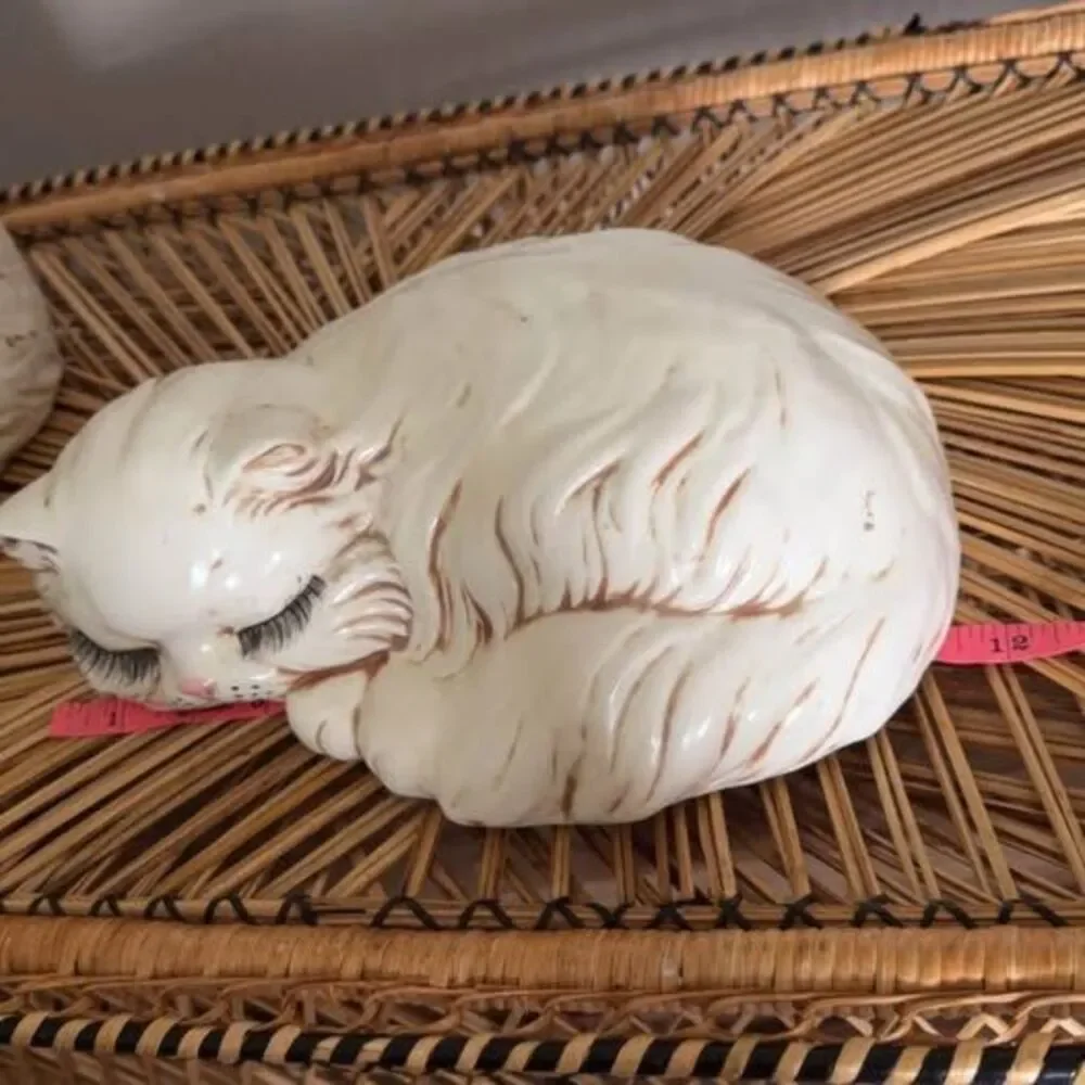 Vintage Persian Kitten Sculpture Life-Size Ceramic Cat Statue from 1975